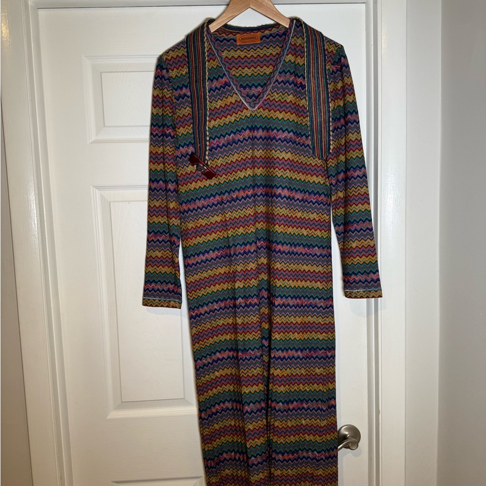 Vintage Missoni Colorful Zigzag Knit midi dress - Picture 2 of 10